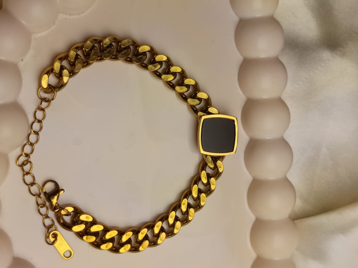 Black Chunky Charm Bracelet
