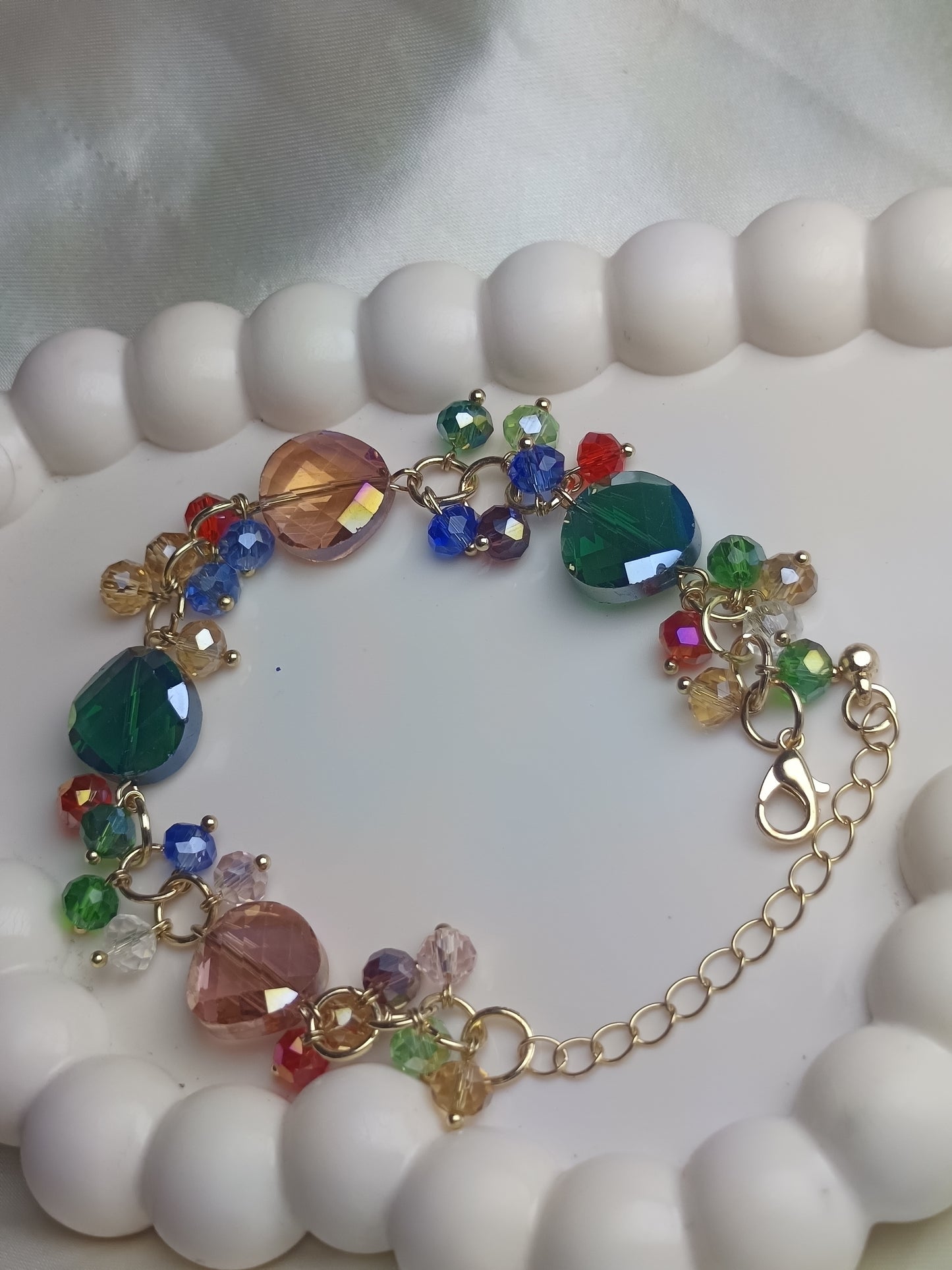 Vintage Carnival Glass Beaded Bracelet