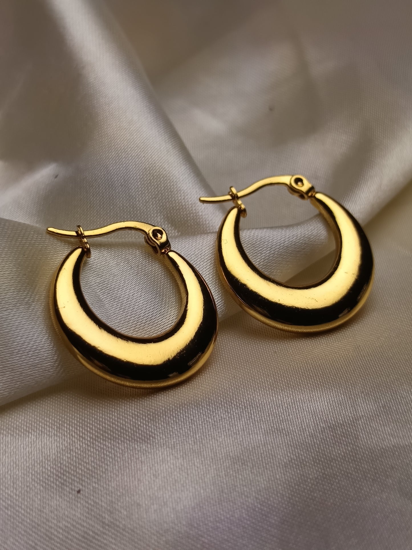 Golden Crescent Hoop Anti tarnish Earrings