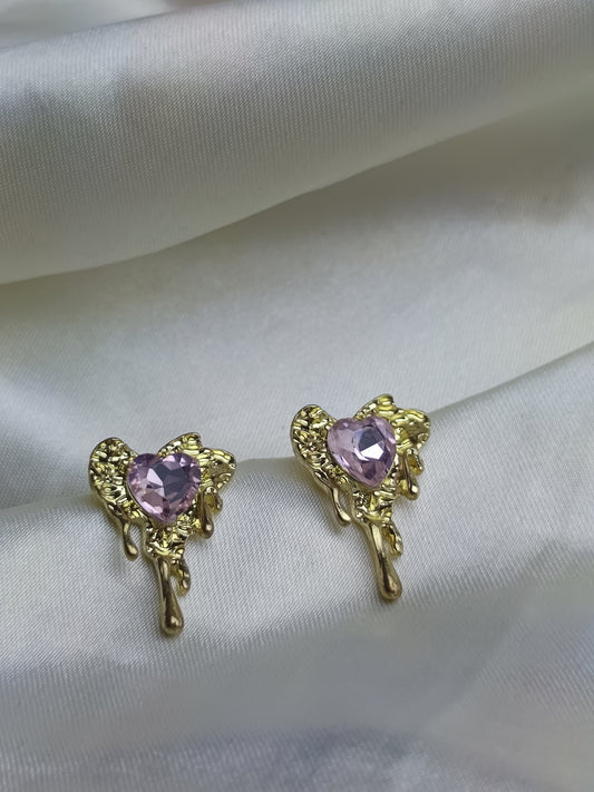 Melted Stone Heart Earring