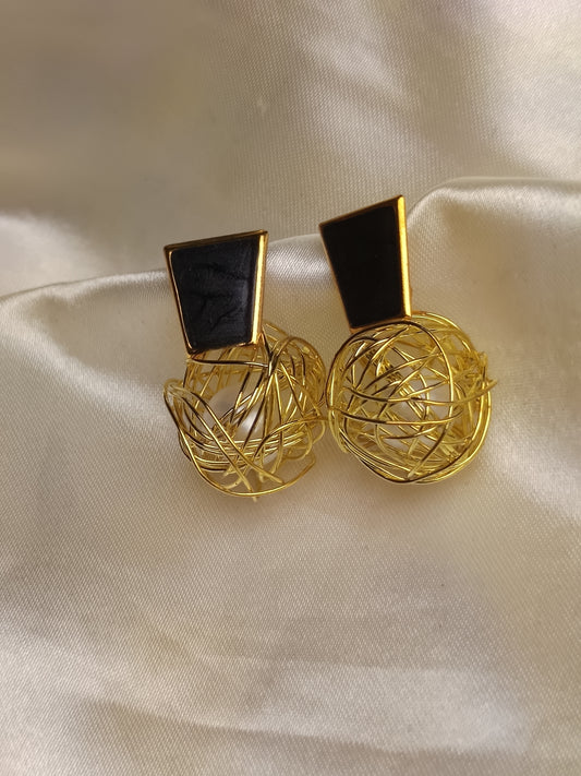 Black Round Earring