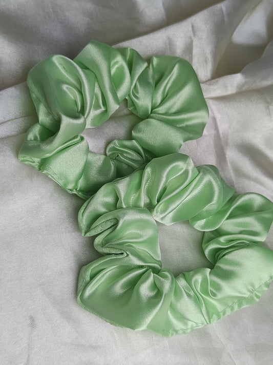 Shiny Green Scrunchies