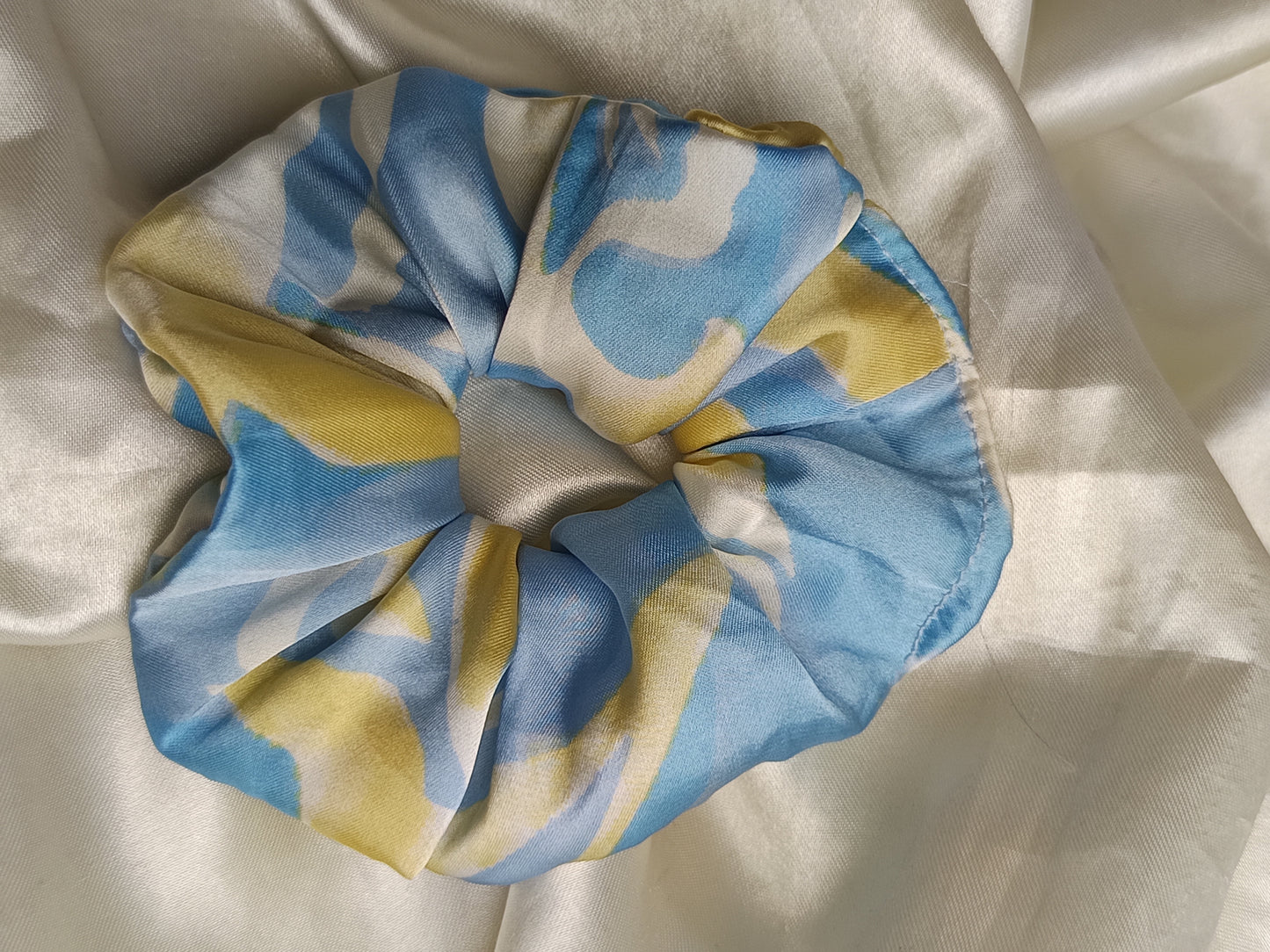 Printed Blue Scrunchie