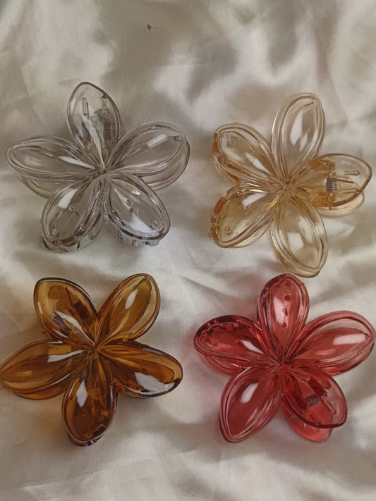 Glassy Flower Hair Claw -Large