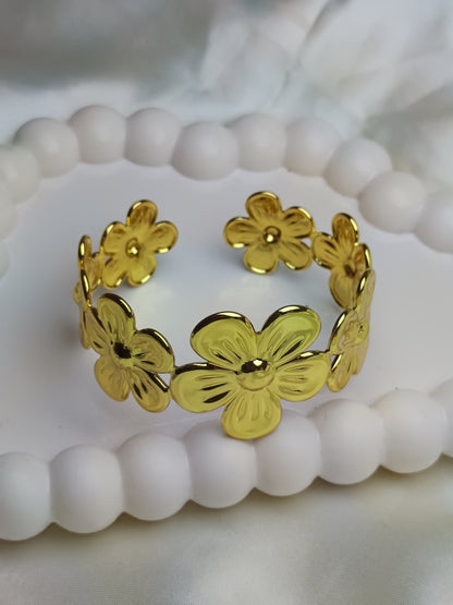 Women Gold Flora Anti-Tarnish Cuff Bracelet