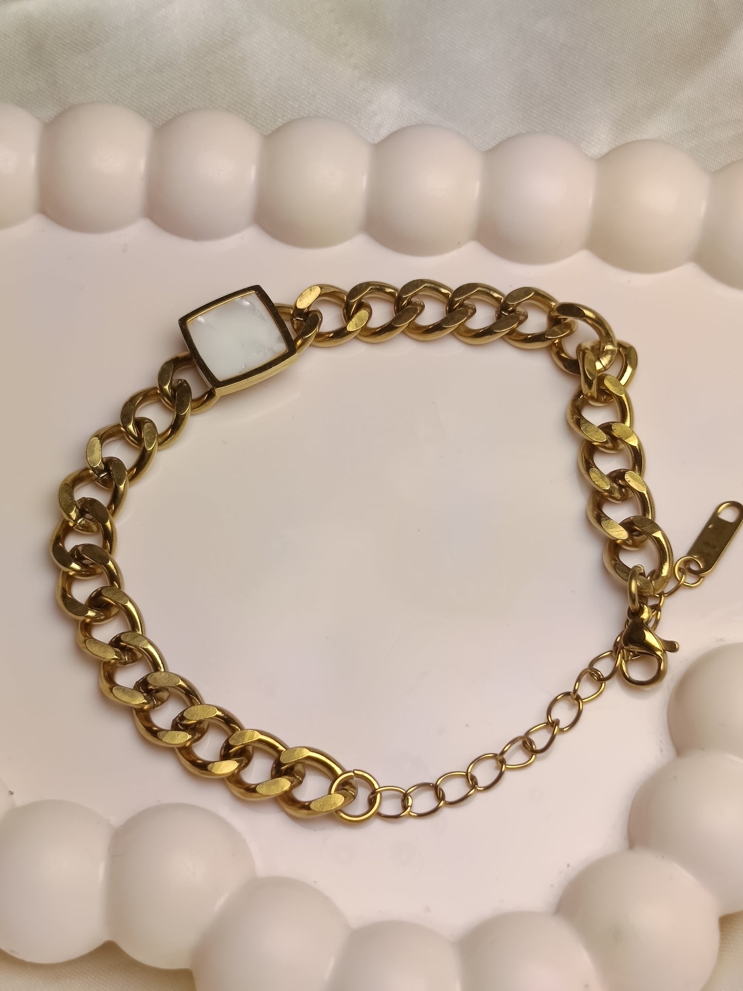 White Chunky Charm Bracelet