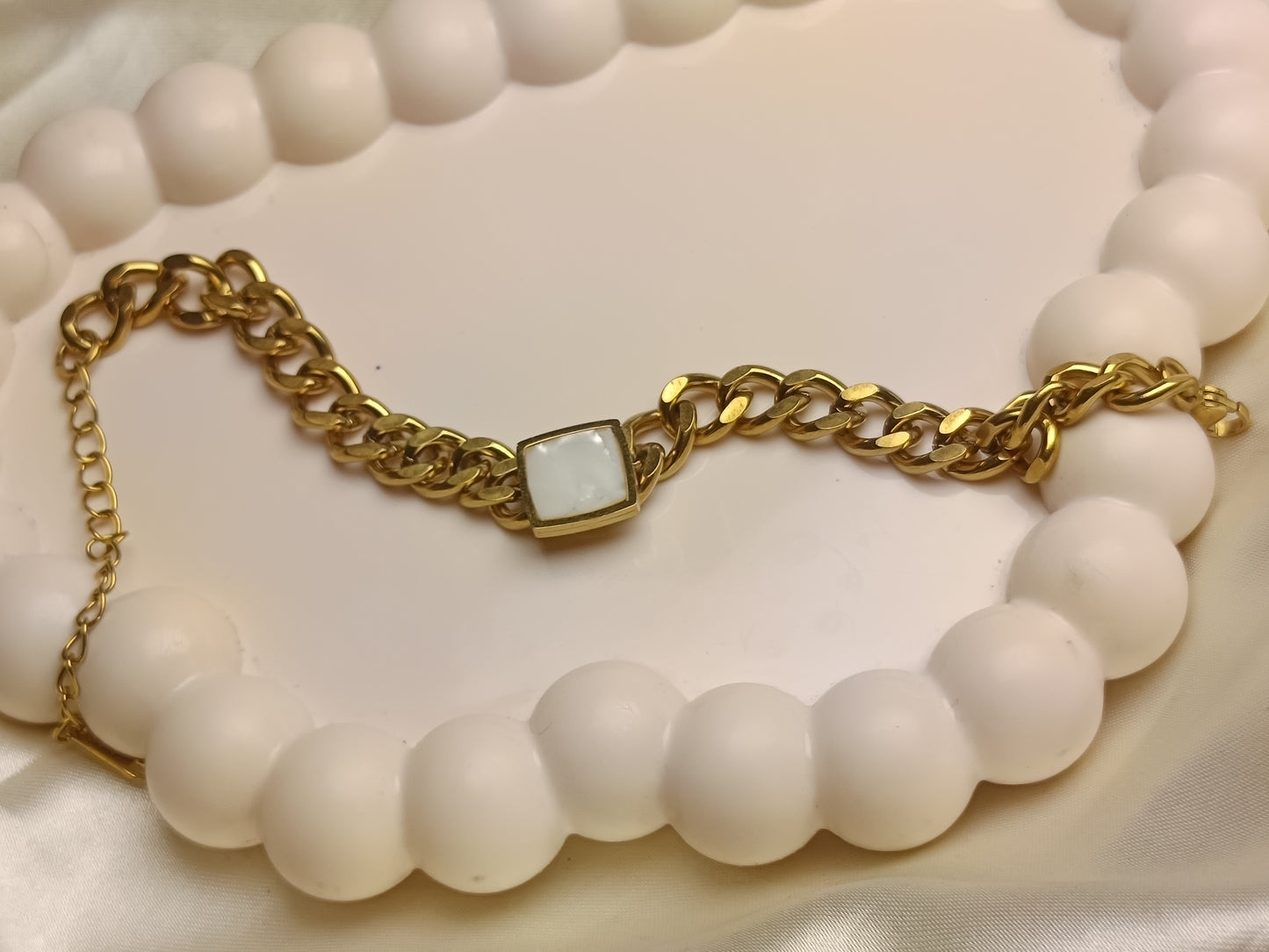 White Chunky Charm Bracelet