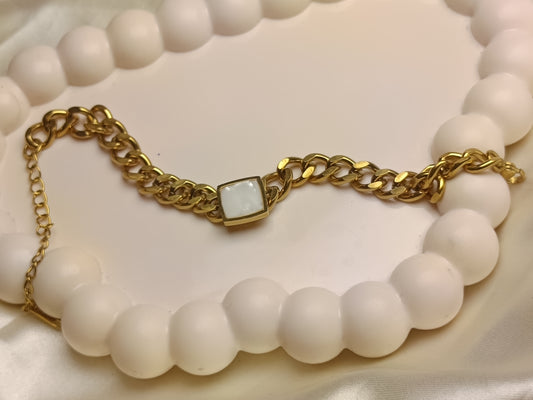 White Chunky Charm Bracelet