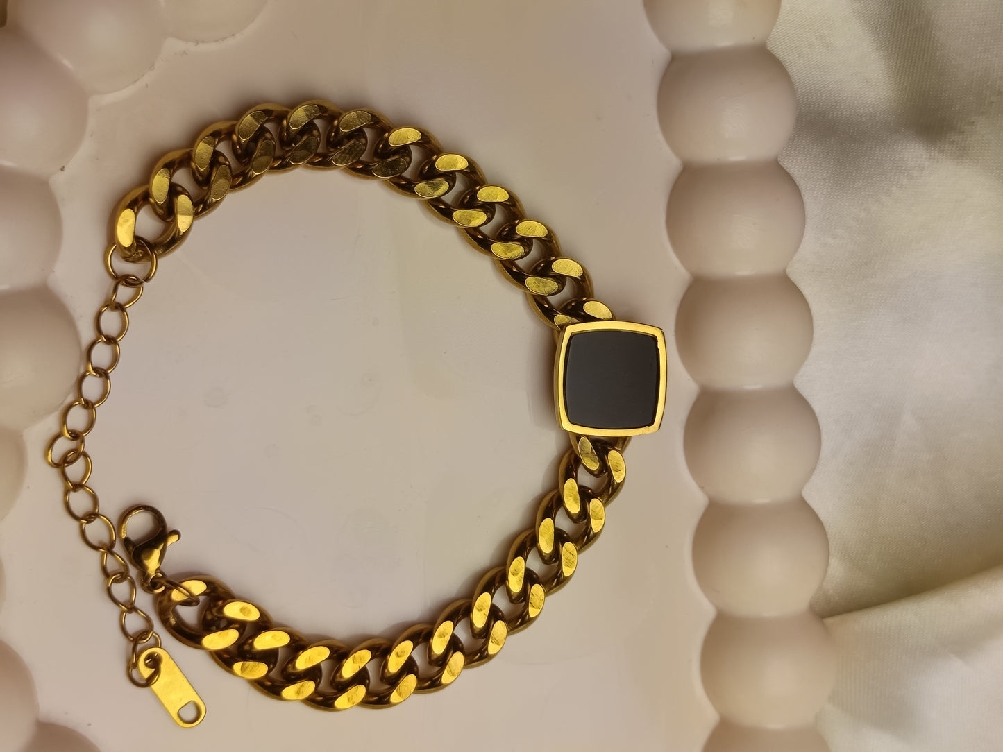 Black Chunky Charm Bracelet