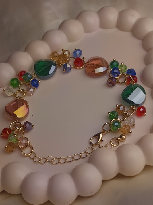 Vintage Carnival Glass Beaded Bracelet