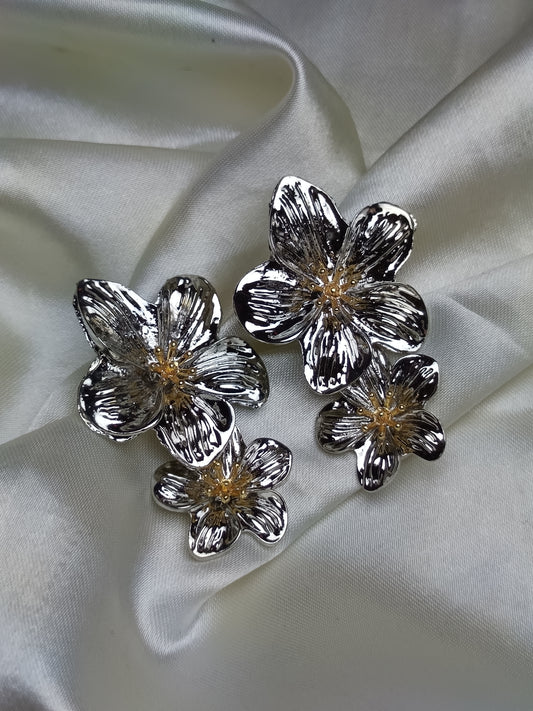 Silver Big Flower Anti tarnish Earring