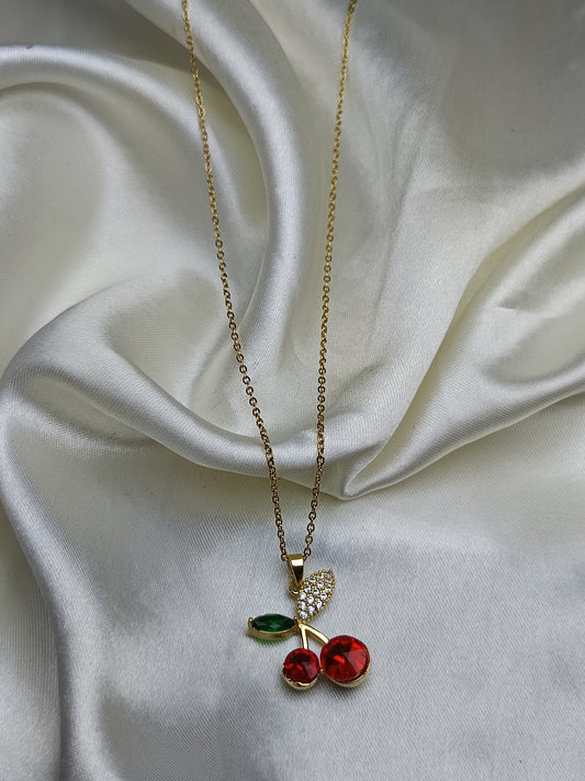 Stone Red Cherry Necklace