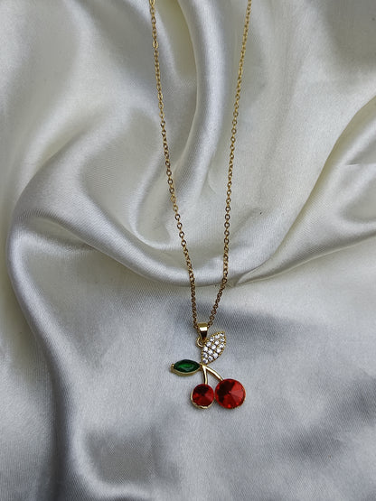 Stone Red Cherry Necklace