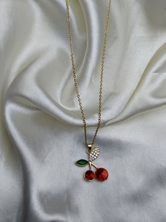 Stone Red Cherry Necklace