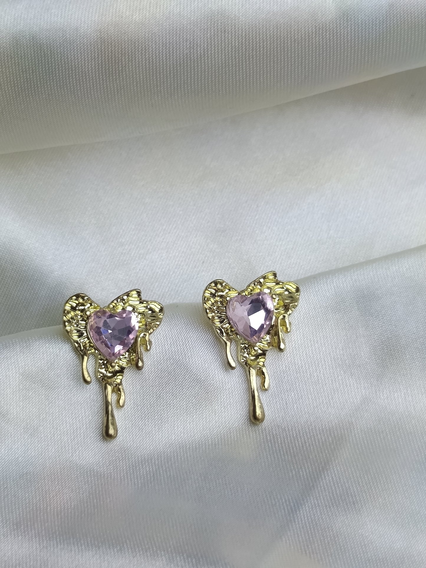 Melted Stone Heart Earring
