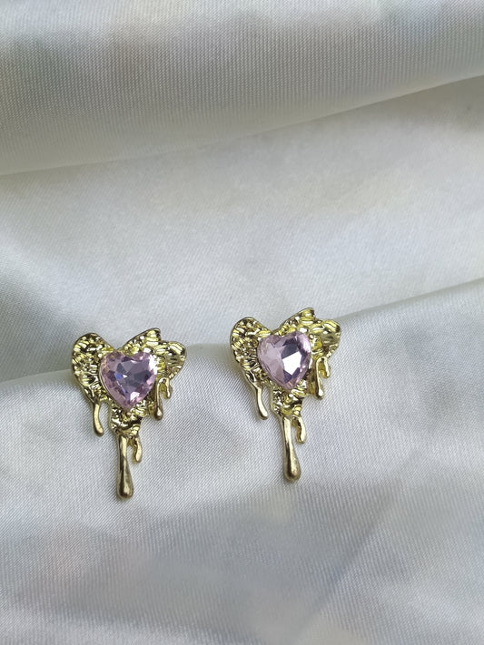 Melted Stone Heart Earring