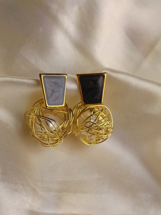 Black Round Earring