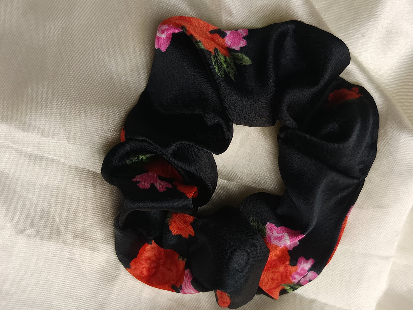 Printed Black Scrunchie