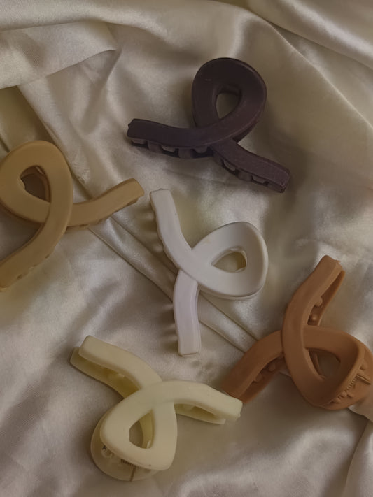 Nude Shade Bow Hair Claw-Small