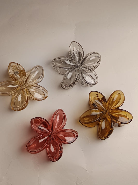 Glassy Flower Hair Claw -Large