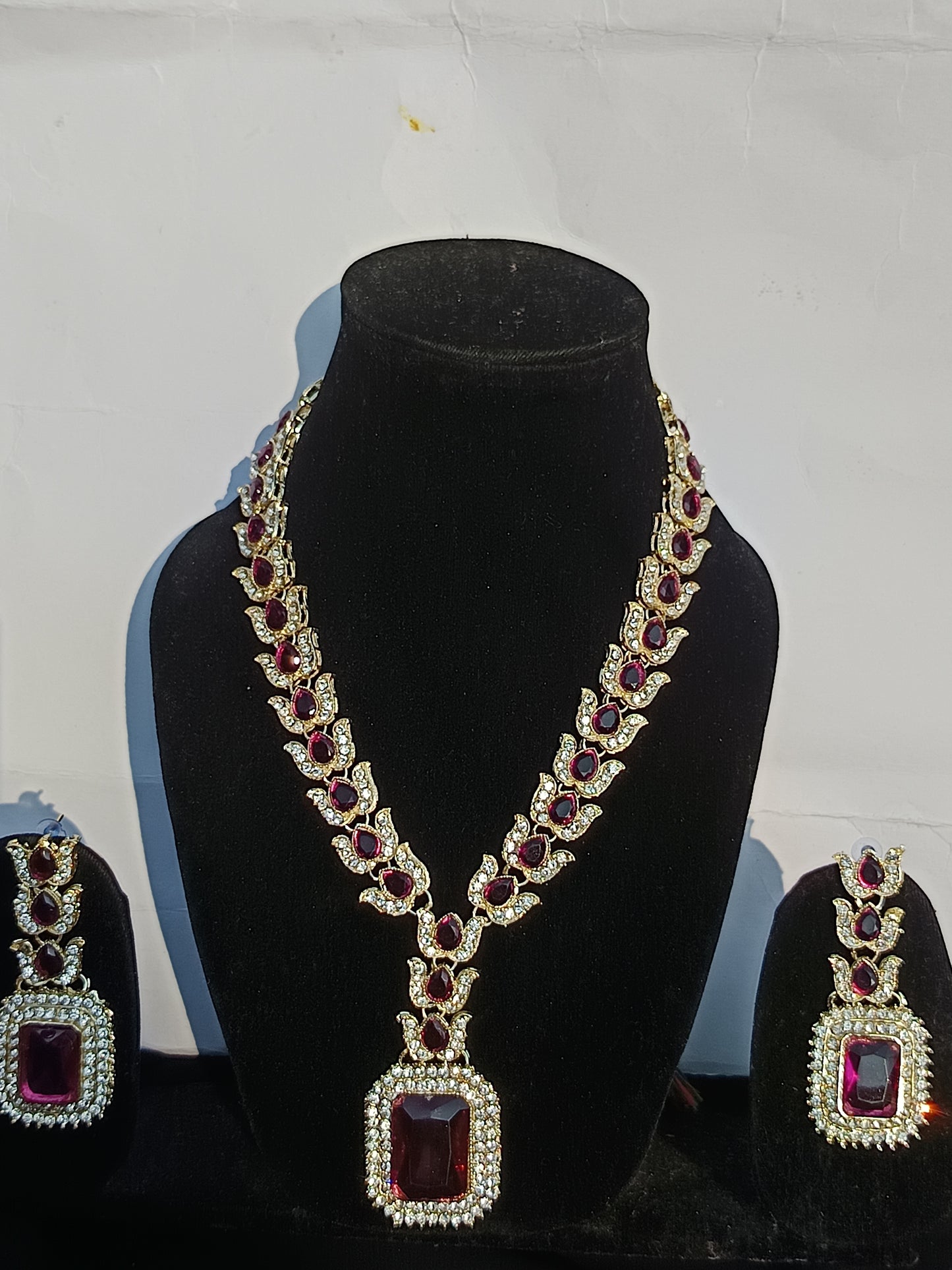 American diamond and Purple Stone Necklace Set