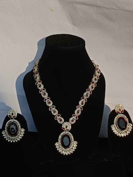 Traditional Indian-style Emerald Red necklace Set