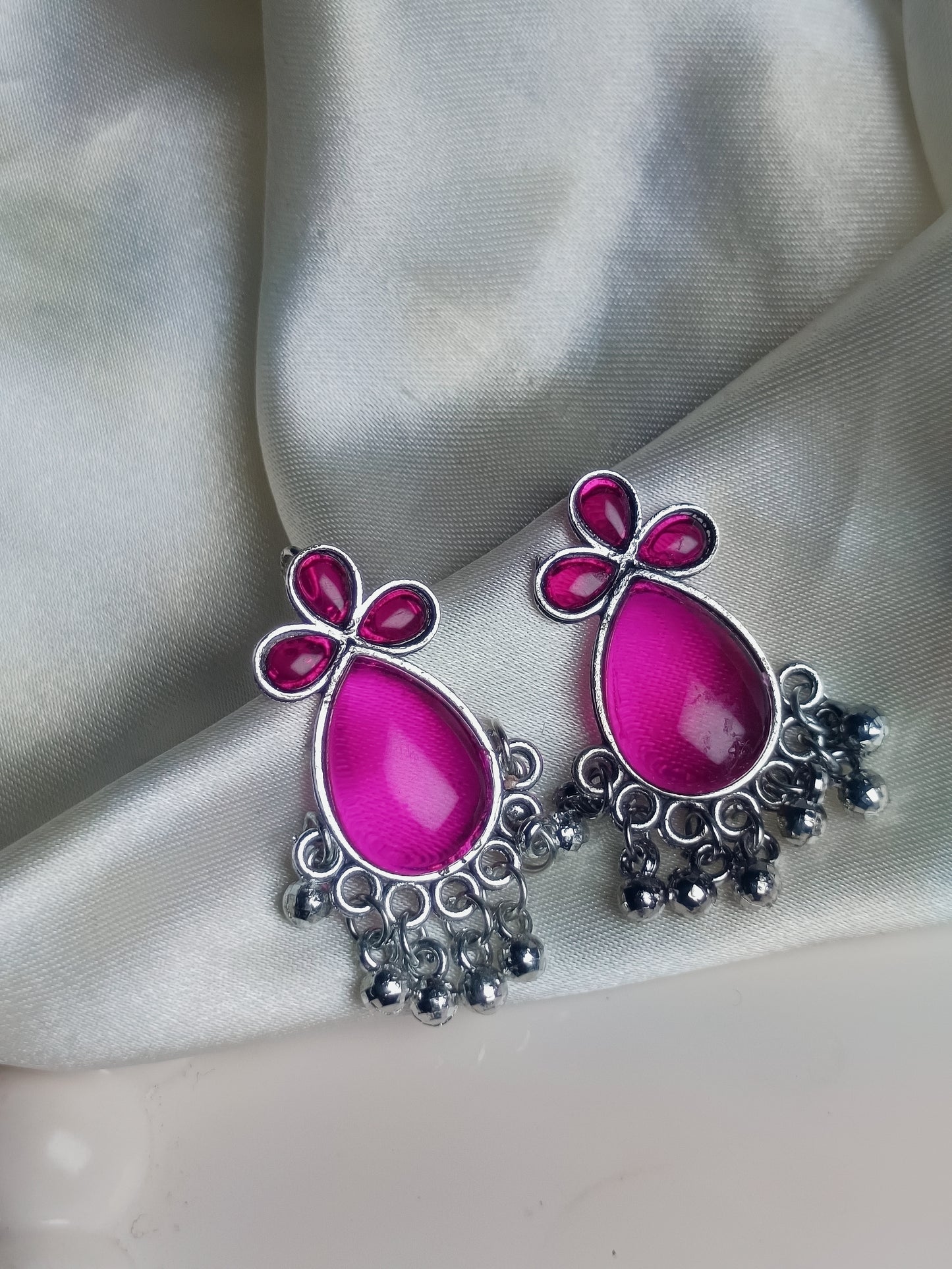 Pink Jhumka Earring