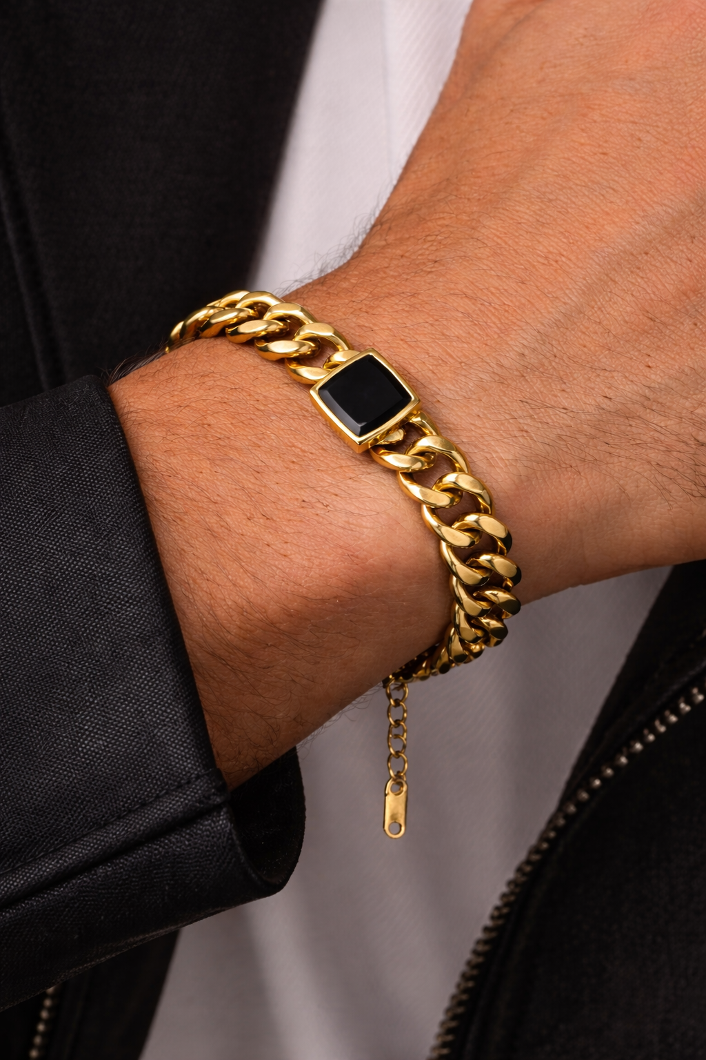 Black Chunky Charm Bracelet